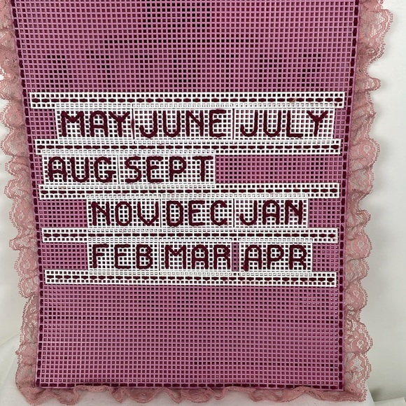 Vintage Stitched Calendar Mauve Handmade Lace - Picture 3 of 5